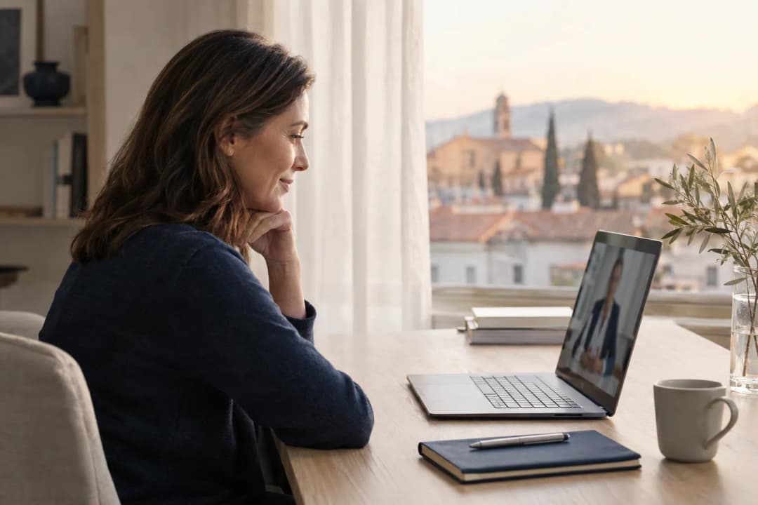 Patient at home during a private video consultation